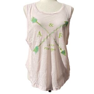 Abercrombie & Fitch light pink tank top with green letters / M / EUC